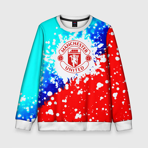 Детский свитшот Манчестер Юнайтед неон / 3D-Белый – фото 1