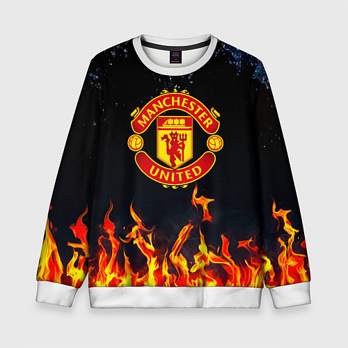 Детский свитшот Манчестер Юнайтед лёд и огонь / 3D-Белый – фото 1