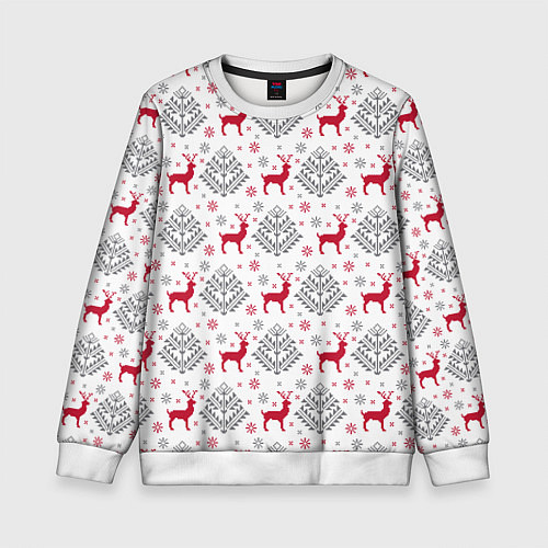 Детский свитшот Олени среди елей / 3D-Белый – фото 1