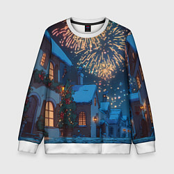 Свитшот детский Праздничный новогодний салют, цвет: 3D-белый