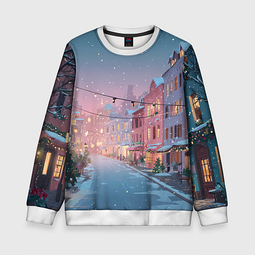 Детский свитшот Новогодняя улица / 3D-Белый – фото 1