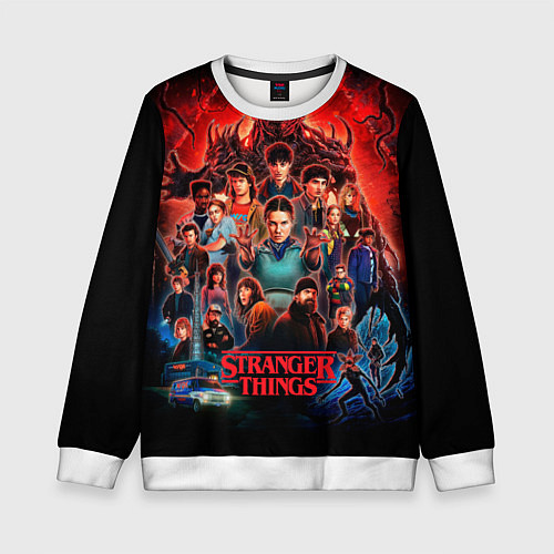 Детский свитшот Все герои Загадочные события финал / 3D-Белый – фото 1
