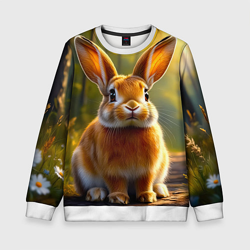 Детский свитшот Зайчик в лесу / 3D-Белый – фото 1