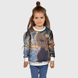 Свитшот детский Новогодняя анимешная лошадка, цвет: 3D-белый — фото 2