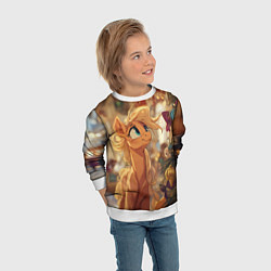 Свитшот детский Милая лошадка любуется елкой, цвет: 3D-белый — фото 2