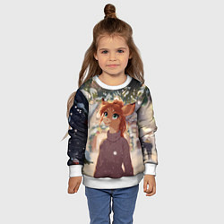 Свитшот детский Новогодняя аниме лошадка, цвет: 3D-белый — фото 2