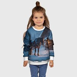 Свитшот детский Лошадь у избы, цвет: 3D-белый — фото 2