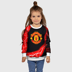 Свитшот детский Манчестер Юнайтед шторм молнии, цвет: 3D-белый — фото 2