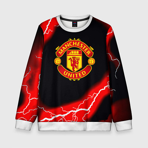 Детский свитшот Манчестер Юнайтед шторм молнии / 3D-Белый – фото 1