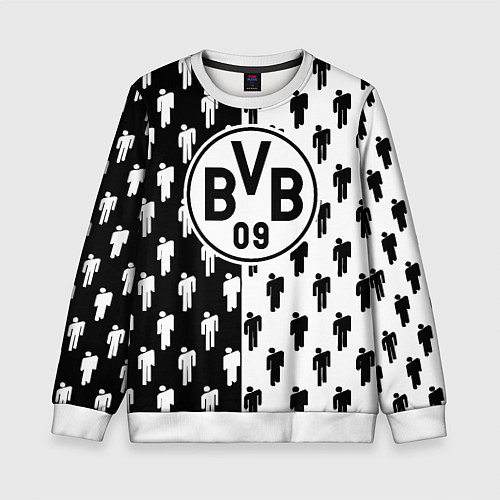 Детский свитшот Borussia черно белые люди / 3D-Белый – фото 1