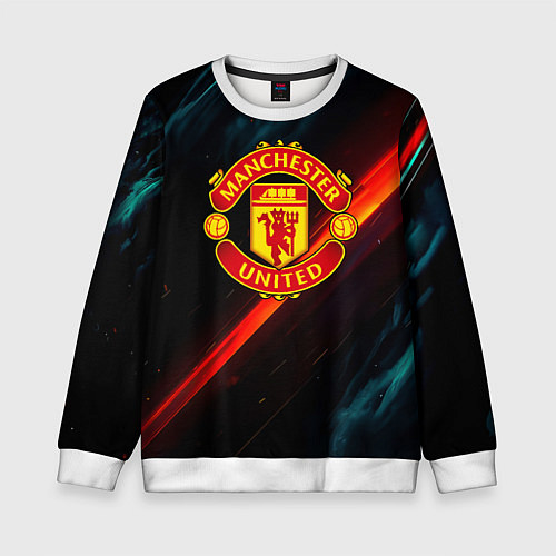 Детский свитшот Манчестер Юнайтед абстракция / 3D-Белый – фото 1