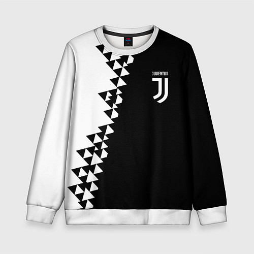 Детский свитшот Juventus черно белая геометрия текстура / 3D-Белый – фото 1