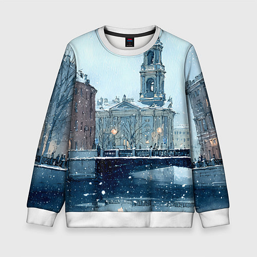 Детский свитшот Зимний Питер / 3D-Белый – фото 1