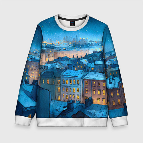 Детский свитшот Крыши зимнего Питера / 3D-Белый – фото 1