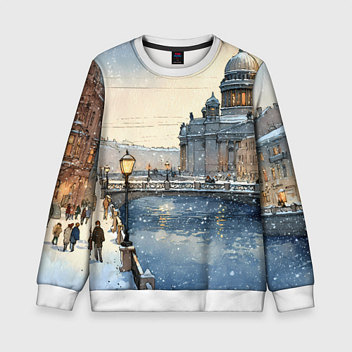 Детский свитшот Санкт-Петербург снежный день / 3D-Белый – фото 1