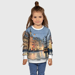 Свитшот детский Вечер Санкт-Петербурга, цвет: 3D-белый — фото 2