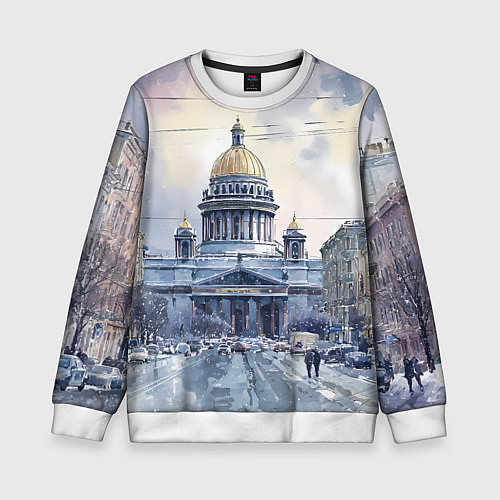 Детский свитшот Санкт-Петербург зимний город / 3D-Белый – фото 1