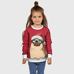 Свитшот детский Новогодний мопс, цвет: 3D-белый — фото 2