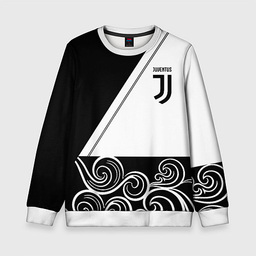 Детский свитшот Ювентус геометрия полосы текстура / 3D-Белый – фото 1