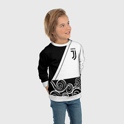 Свитшот детский Ювентус геометрия полосы текстура, цвет: 3D-белый — фото 2