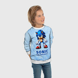 Свитшот детский Sonic - синий ёж, цвет: 3D-белый — фото 2