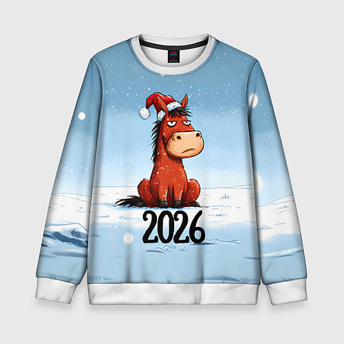 Детский свитшот Сердитая лошадка 2026 / 3D-Белый – фото 1