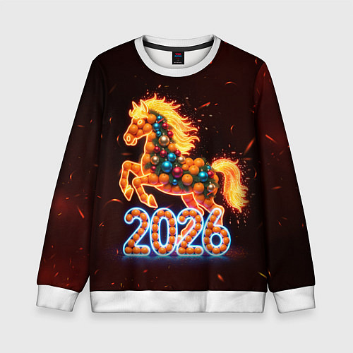 Детский свитшот Праздничная лошадь / 3D-Белый – фото 1