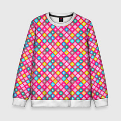 Свитшот детский Разноцветный цветочный узор ретро, цвет: 3D-белый