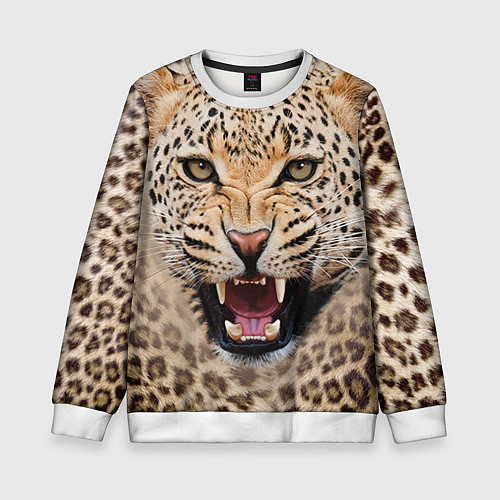 Детский свитшот Взгляд леопарда / 3D-Белый – фото 1