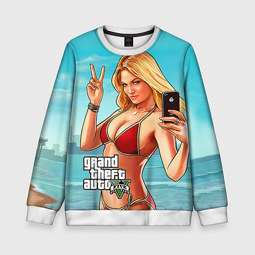 Детский свитшот GTA 5: Selfie Girl / 3D-Белый – фото 1