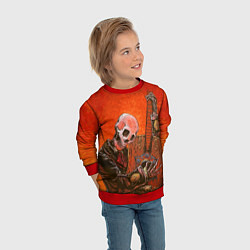 Свитшот детский Скелет с гитарой, цвет: 3D-красный — фото 2
