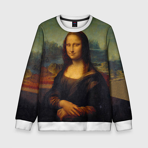 Детский свитшот Леонардо да Винчи - Мона Лиза / 3D-Белый – фото 1