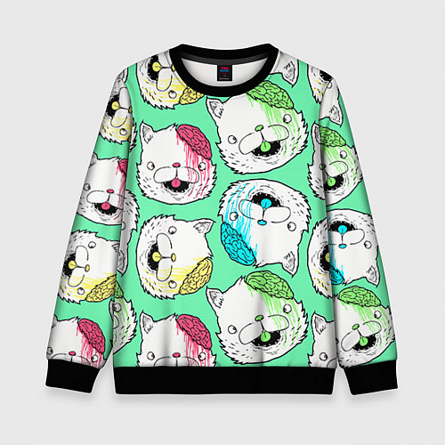 Детский свитшот Drop Dead: Kitty Heads / 3D-Черный – фото 1