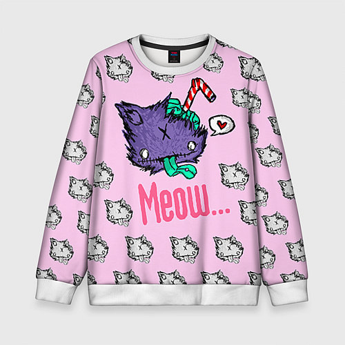 Детский свитшот Drop Dead: Meow / 3D-Белый – фото 1
