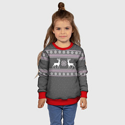 Свитшот детский Узор с оленями, цвет: 3D-красный — фото 2