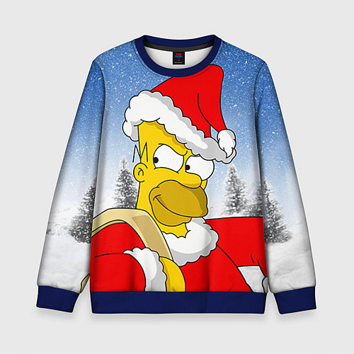 Детский свитшот Санта Гомер / 3D-Синий – фото 1