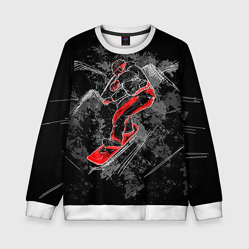 Детский свитшот Сноубордист / 3D-Белый – фото 1