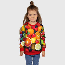 Свитшот детский Мультифрукт, цвет: 3D-красный — фото 2