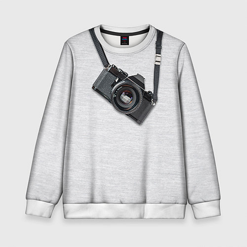 Детский свитшот Фотоаппарат на груди / 3D-Белый – фото 1