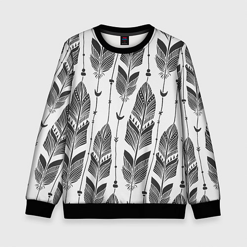 Детский свитшот Перья / 3D-Черный – фото 1