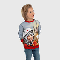 Свитшот детский Гагарин взлетает, цвет: 3D-красный — фото 2