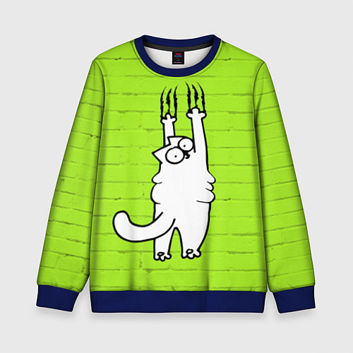 Детский свитшот Кот Симон на стене / 3D-Синий – фото 1