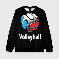 Свитшот детский Волейбольный мяч российский триколор, цвет: 3D-черный