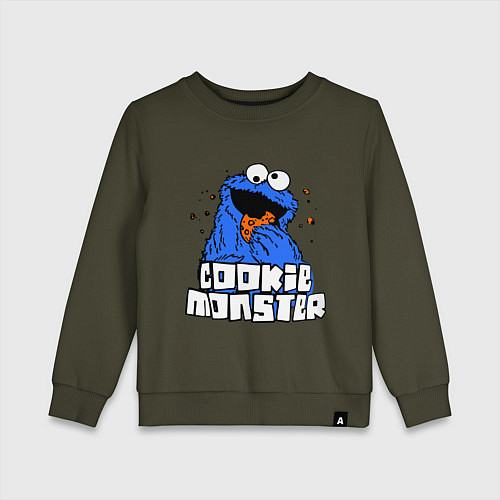 Детский свитшот Cookie Monster / Хаки – фото 1