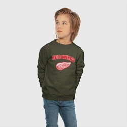 Свитшот хлопковый детский Detroit Red Wings, цвет: хаки — фото 2