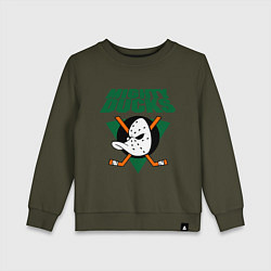 Свитшот хлопковый детский Anaheim Mighty Ducks, цвет: хаки