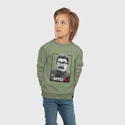 Свитшот хлопковый детский Stalin: Style in, цвет: авокадо — фото 2