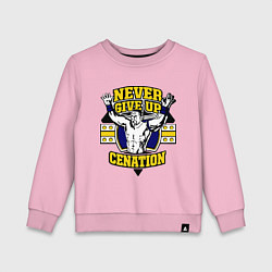 Свитшот хлопковый детский Never Give Up: Cenation, цвет: светло-розовый