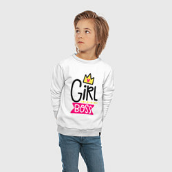 Свитшот хлопковый детский Girl Boss, цвет: белый — фото 2