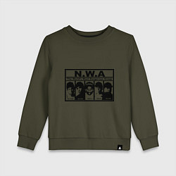Свитшот хлопковый детский NWA, цвет: хаки
